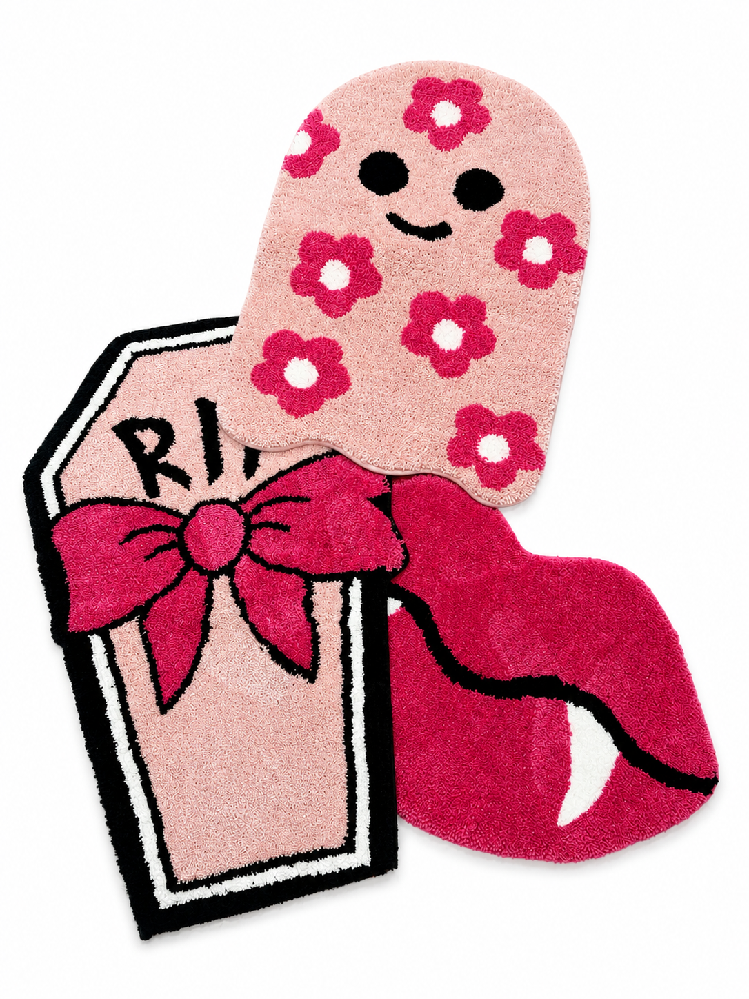 Pink Flower Ghost Bath Rug